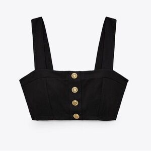 Zara Black Bustier Crop Tank Top
